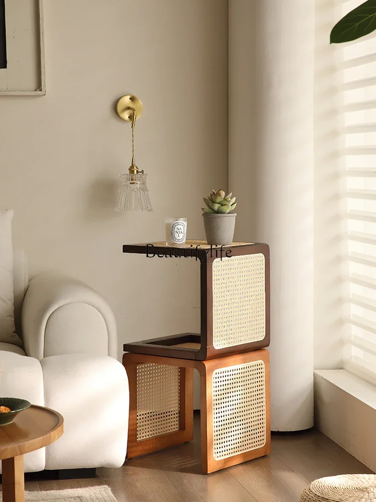 Japanese-style solid wood rattan sofa edge few retro living room bay window tatami small square table
Japanese-style solid wood rattan sofa edge few retro living room bay window tatami small square table