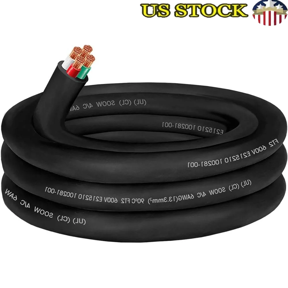6 футов 6AWG 4 провода SOOW силовой кабель сверхмощный электрический провод 600 В масловодостойкий портативный удлинитель генератор сварочный аппарат
6 футов 6AWG 4 провода SOOW силовой кабель сверхмощный электрический провод 600 В масловодостойкий портативный удлинитель генератор сварочный аппарат