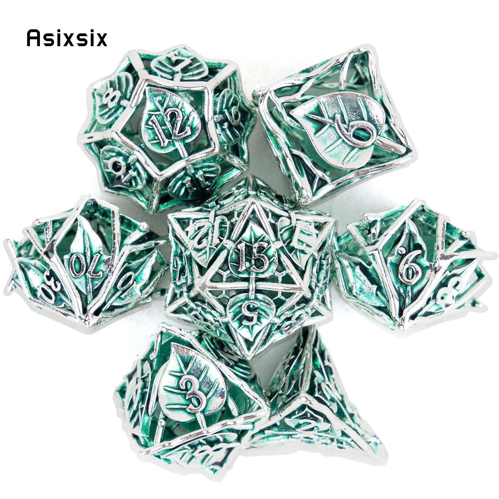7 Pcs Green Leaf Flower Metal Dice Hollow Metal Polyhedral Dice Set Suitable for Role-Playing RPG Board Game Card Game
7 Pcs Green Leaf Flower Metal Dice Hollow Metal Polyhedral Dice Set Suitable for Role-Playing RPG Board Game Card Game