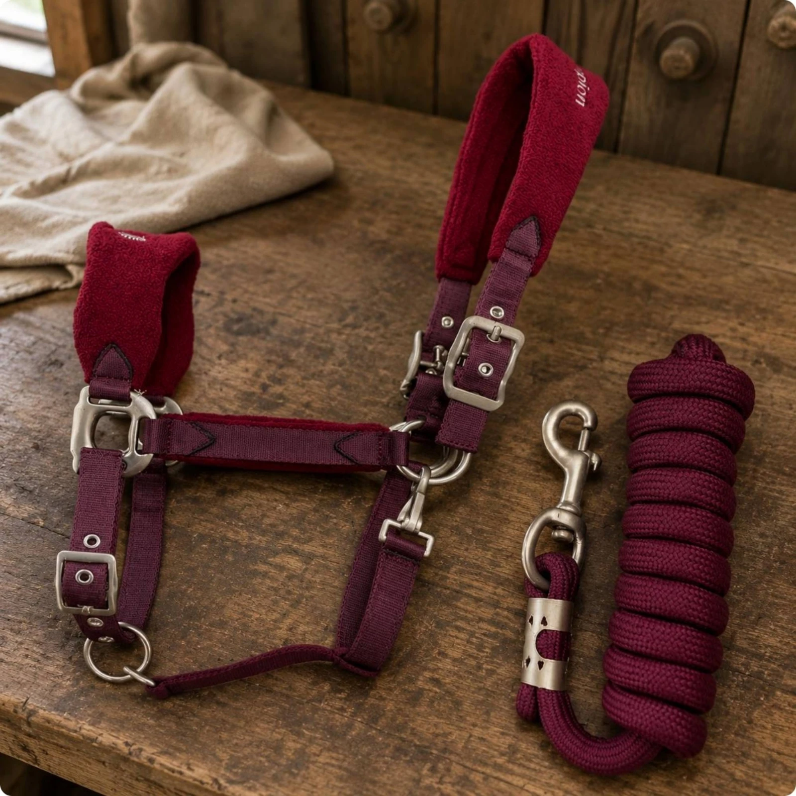 Matching Lead Rope Halter Anti-Chafe Adjustable Horse Halter Braided Lead Rope Metal Hardware for Head Control
Matching Lead Rope Halter Anti-Chafe Adjustable Horse Halter Braided Lead Rope Metal Hardware for Head Control