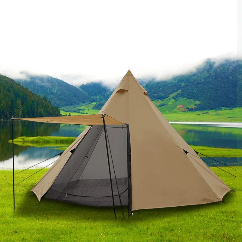 Oxford Waterproof Pyramid Tent Camping Teepee Tent with Mosquito Net Door
Oxford Waterproof Pyramid Tent Camping Teepee Tent with Mosquito Net Door