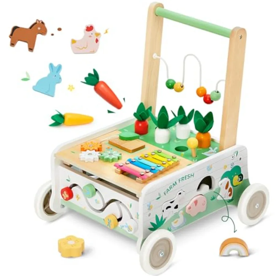 Wooden baby walker for home use natural wood with white and orange finish adjustable speed control and shape sorter activity fo
Wooden baby walker for home use natural wood with white and orange finish adjustable speed control and shape sorter activity fo