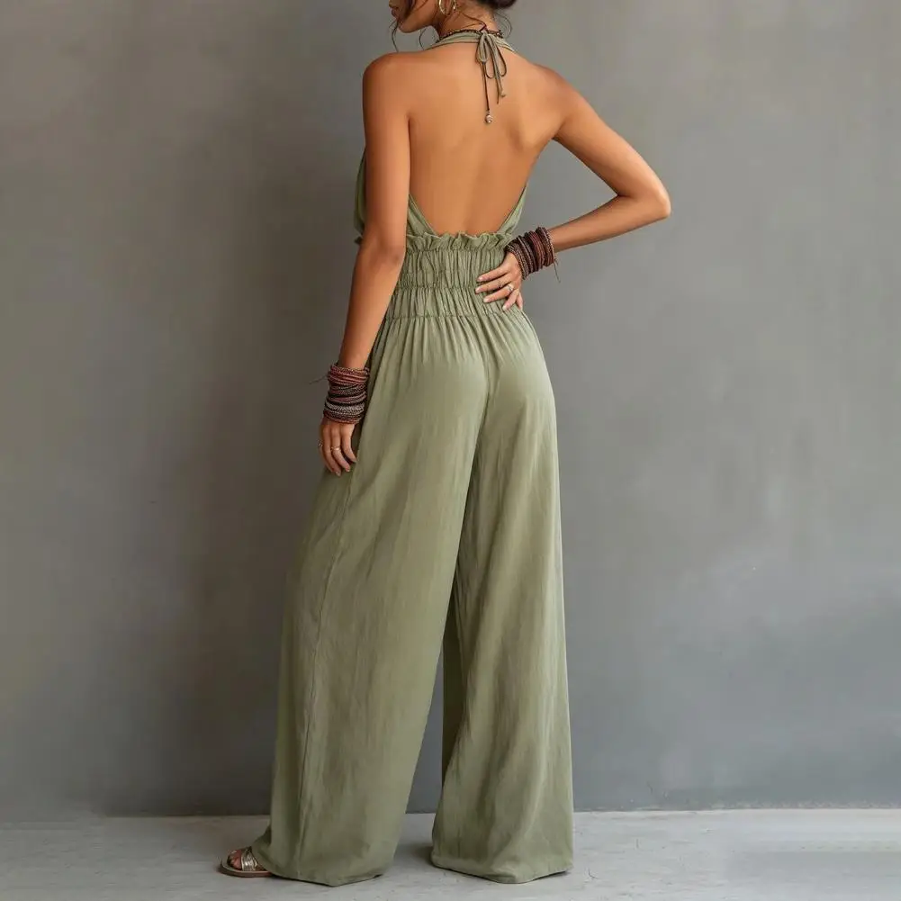 Women's Halter Jumpsuit, Stretchy Women Romper Wide Leg Rompers, Flowy Casual Beach One Piece Outfits with Pockets
Women's Halter Jumpsuit, Stretchy Women Romper Wide Leg Rompers, Flowy Casual Beach One Piece Outfits with Pockets