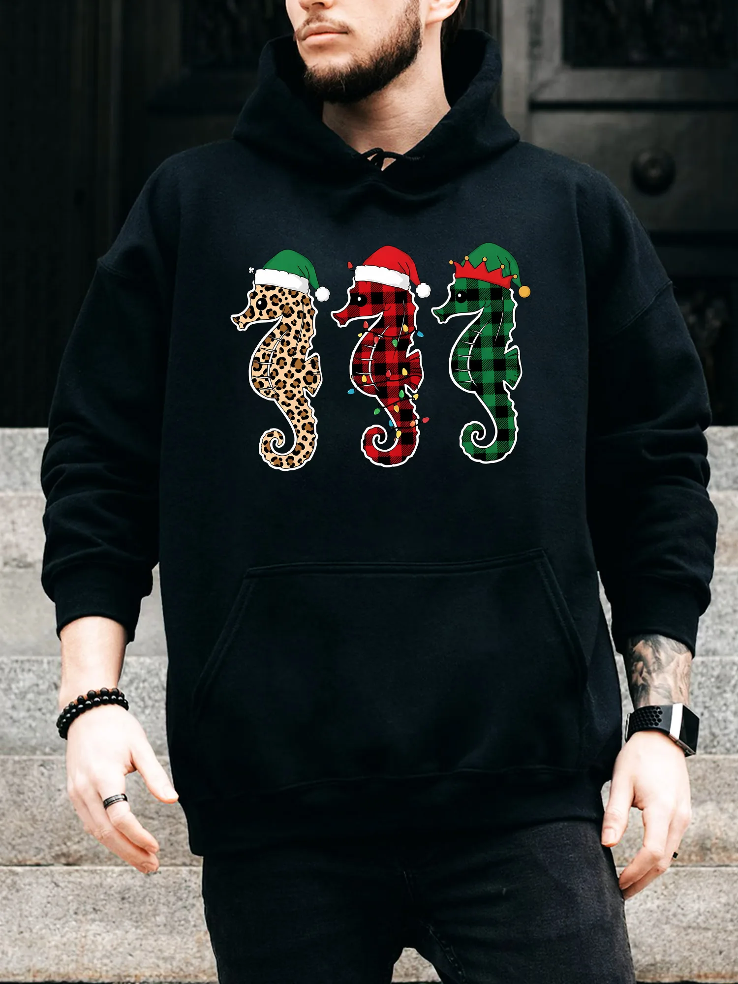 Мужская толстовка Seahorse Xmas на шнурке — повседневный удобный черный пуловер, осенне-зимняя толстовка с капюшоном
Мужская толстовка Seahorse Xmas на шнурке — повседневный удобный черный пуловер, осенне-зимняя толстовка с капюшоном