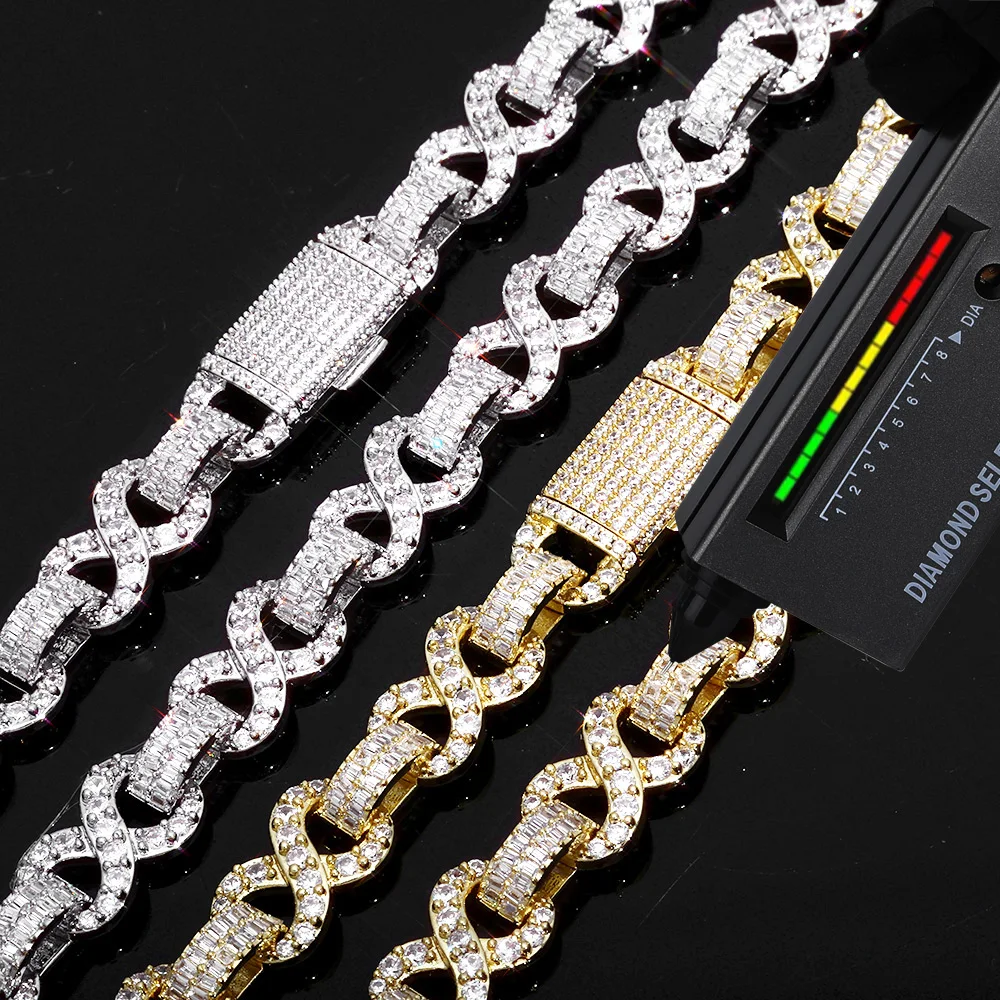 ESKEEM Custom VVS Moissanite Cuban Link Chain 10MM Width 925 Sterling Silver Pass Diamond Test Infinity Design Hip Hop Necklace
ESKEEM Custom VVS Moissanite Cuban Link Chain 10MM Width 925 Sterling Silver Pass Diamond Test Infinity Design Hip Hop Necklace