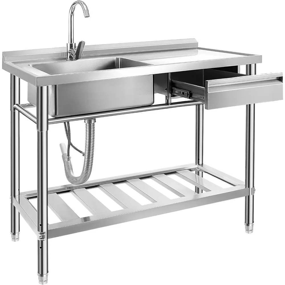 Stainless Steel Utility Sink, Free Standing Single Bowl Kitchen Sink with Cold and Hot Water Pipe for for Laundry Room Farmhouse
Stainless Steel Utility Sink, Free Standing Single Bowl Kitchen Sink with Cold and Hot Water Pipe for for Laundry Room Farmhouse