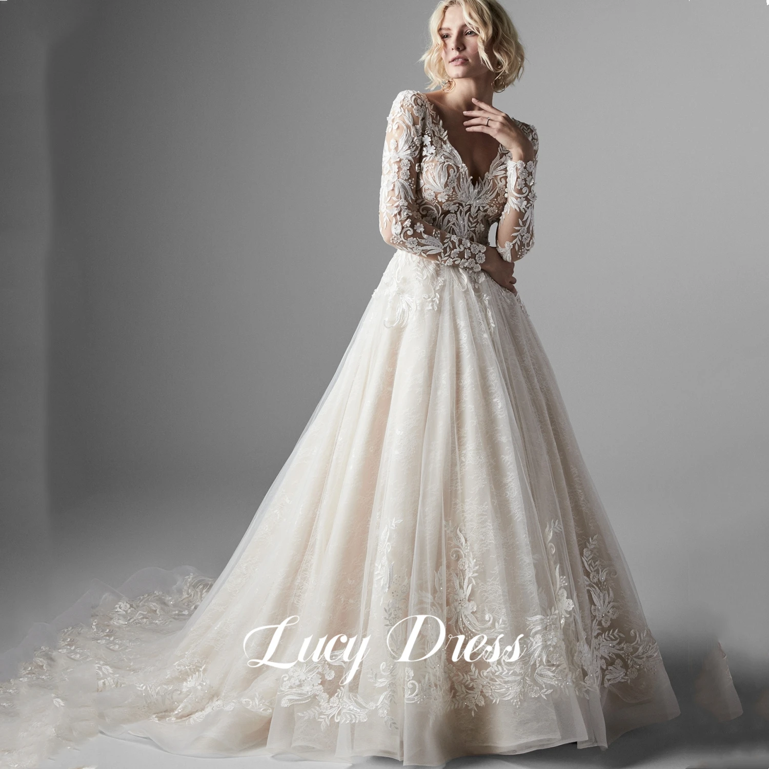 Lucy Customized Lace Fabric White Dresses Woman Long Sleeves Dresses Women's Wedding Dress plus size wedding dress Luxury
Lucy Customized Lace Fabric White Dresses Woman Long Sleeves Dresses Women's Wedding Dress plus size wedding dress Luxury