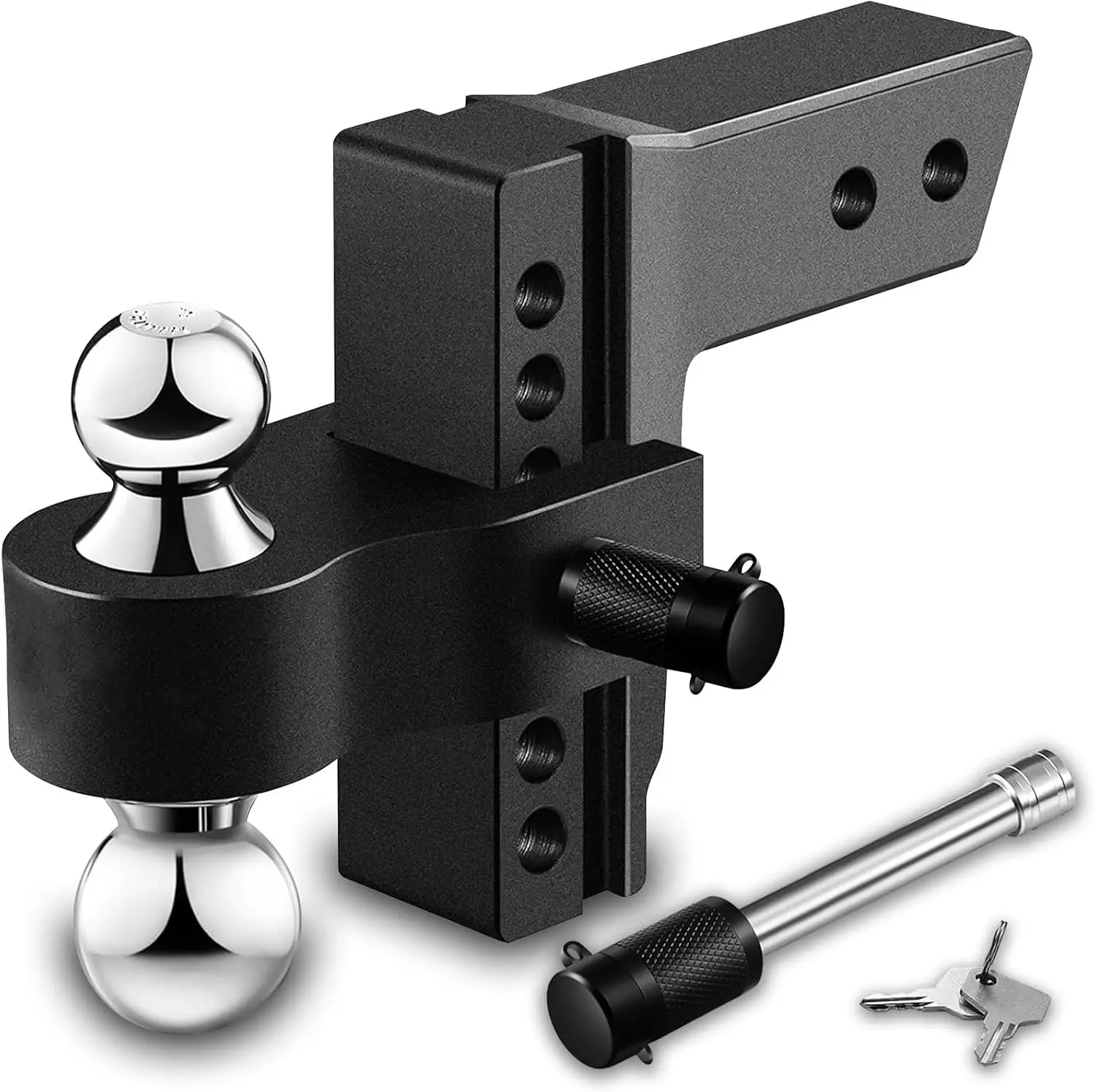 Adjustable 2' Trailer Hitch, 8' Drop, 2&2-5/16' Ball Mount, 12,500 LBS GTW, Black
Adjustable 2' Trailer Hitch, 8' Drop, 2&2-5/16' Ball Mount, 12,500 LBS GTW, Black