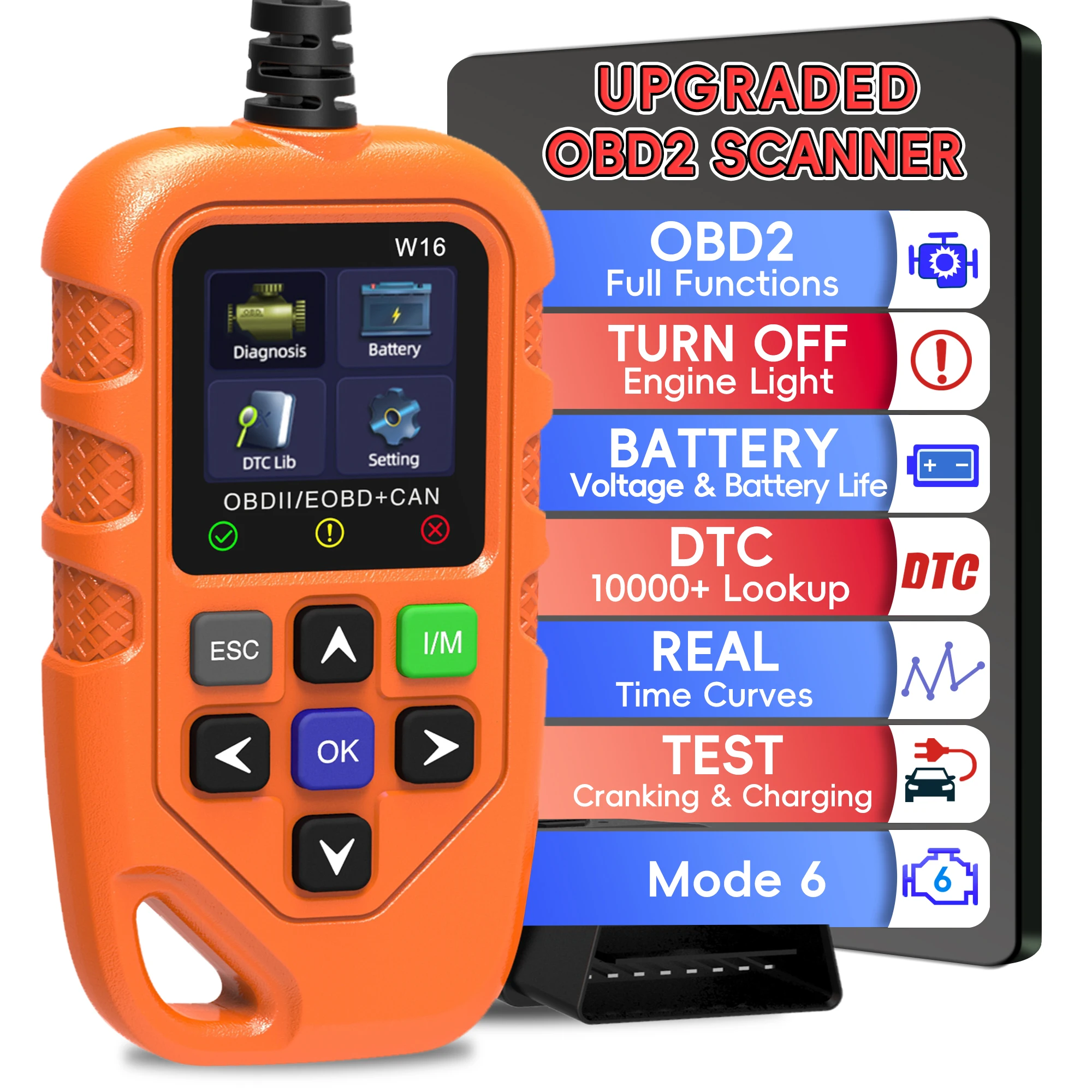 OBD2 Scanner with Upgrade Battery Tester - Diagnostic Tool for Cars That Check Engine Light & Emissions Readiness Read
OBD2 Scanner with Upgrade Battery Tester - Diagnostic Tool for Cars That Check Engine Light & Emissions Readiness Read