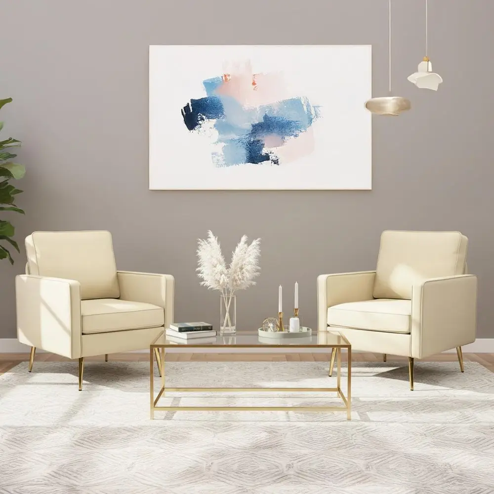 Modern PU Leather Accent Chairs Set of 2, Single Sofa Chair with Pocket Coil Seat, Metal Backrest amp Solid Wood Frame, Upholst
Modern PU Leather Accent Chairs Set of 2, Single Sofa Chair with Pocket Coil Seat, Metal Backrest amp Solid Wood Frame, Upholst