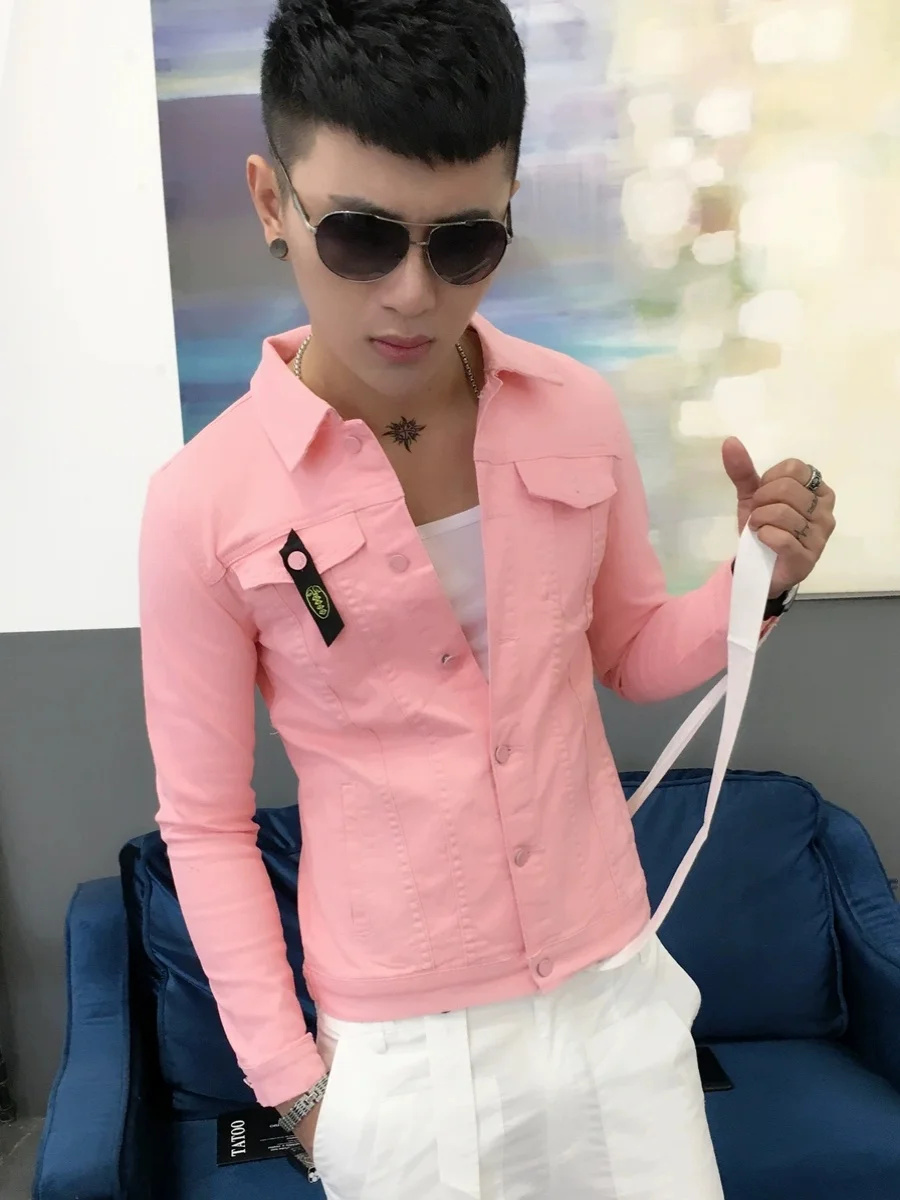 Slim Fit Men's Denim Jacket Spring Autumn Thin Style Street Fashion Male Pink Jacket Youth Short Length Breathable Outerwear
Slim Fit Men's Denim Jacket Spring Autumn Thin Style Street Fashion Male Pink Jacket Youth Short Length Breathable Outerwear