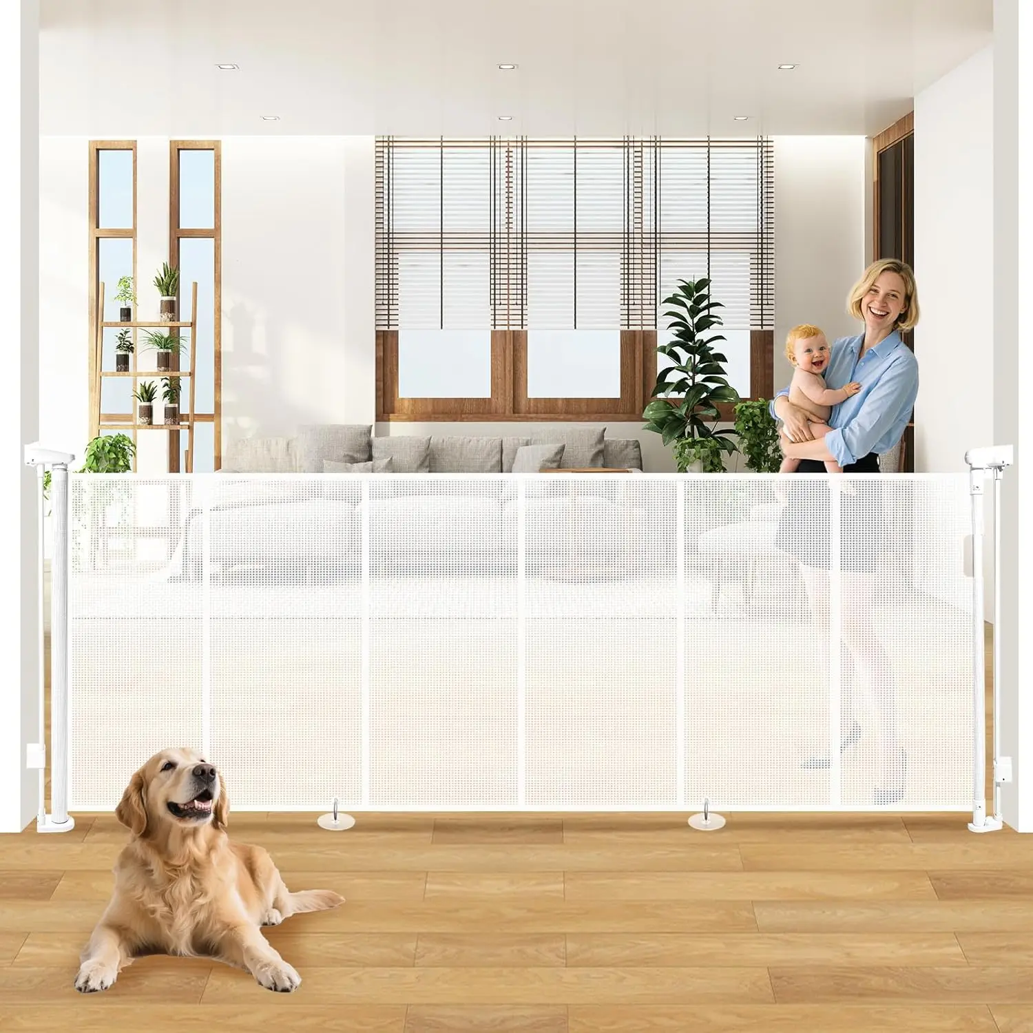 120" Extra Wide Retractable Baby Gate, 34" Tall Mesh Pet Gate for Large Openings, Stairs, Hallways, Doorways, Indoor/Outdoor
120" Extra Wide Retractable Baby Gate, 34" Tall Mesh Pet Gate for Large Openings, Stairs, Hallways, Doorways, Indoor/Outdoor