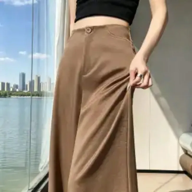 Women's Ice Silk Satin Wide Leg Pants High Waist Straight Trousers
Women's Ice Silk Satin Wide Leg Pants High Waist Straight Trousers