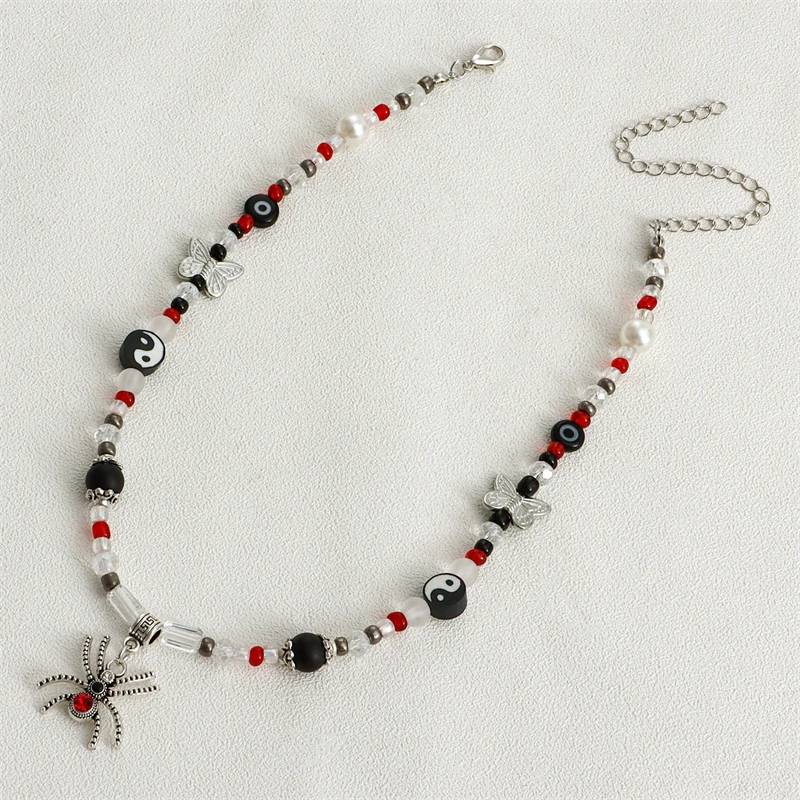 Fashion Spider Halloween Pendants Round Beads Chain Women Necklaces Rhinestone Neck Chain Dark Gothic Jewelry Streetwear Gifts
Fashion Spider Halloween Pendants Round Beads Chain Women Necklaces Rhinestone Neck Chain Dark Gothic Jewelry Streetwear Gifts
