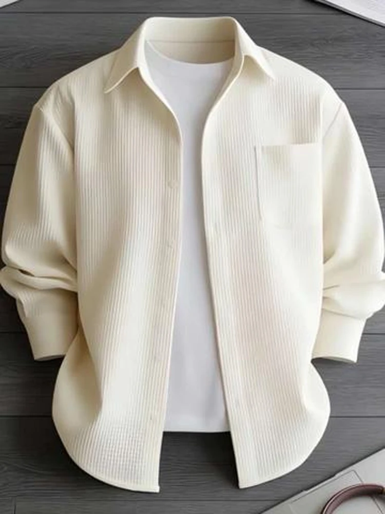 Elegant Long Sleeve Men's Shirt Jacket Spring Autumn Versatile Lightweight Fashionable Waffle Pattern Casual Loose Fit
Elegant Long Sleeve Men's Shirt Jacket Spring Autumn Versatile Lightweight Fashionable Waffle Pattern Casual Loose Fit
