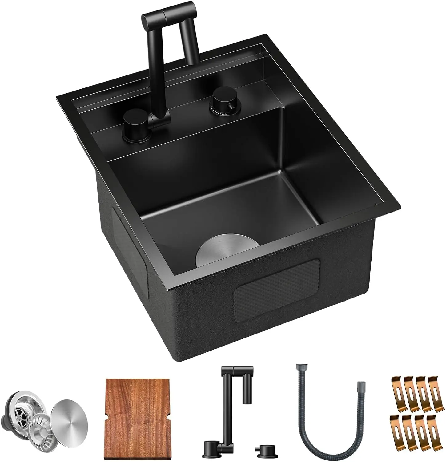 Встраиваемая мойка для бара 15 x 18 x 9 дюймов, из нержавеющей стали, с одной чашей, рабочая станция, с краном и разделочной доской, темно-серая
Встраиваемая мойка для бара 15 x 18 x 9 дюймов, из нержавеющей стали, с одной чашей, рабочая станция, с краном и разделочной доской, темно-серая