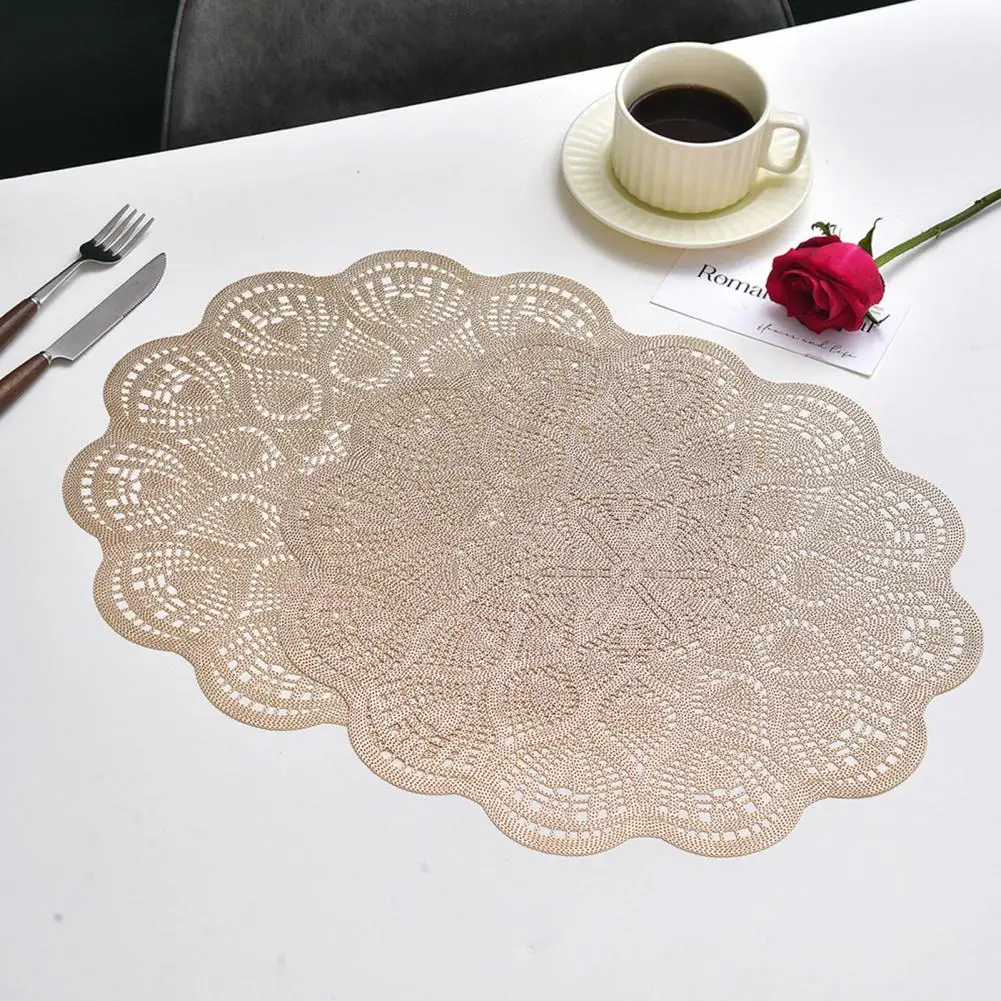 PVC Placemat Flower Hollow High Temperature Resistant Coaster Table Mat Non-slip Insulation Pad for Kitchen Dining Home Decor
PVC Placemat Flower Hollow High Temperature Resistant Coaster Table Mat Non-slip Insulation Pad for Kitchen Dining Home Decor