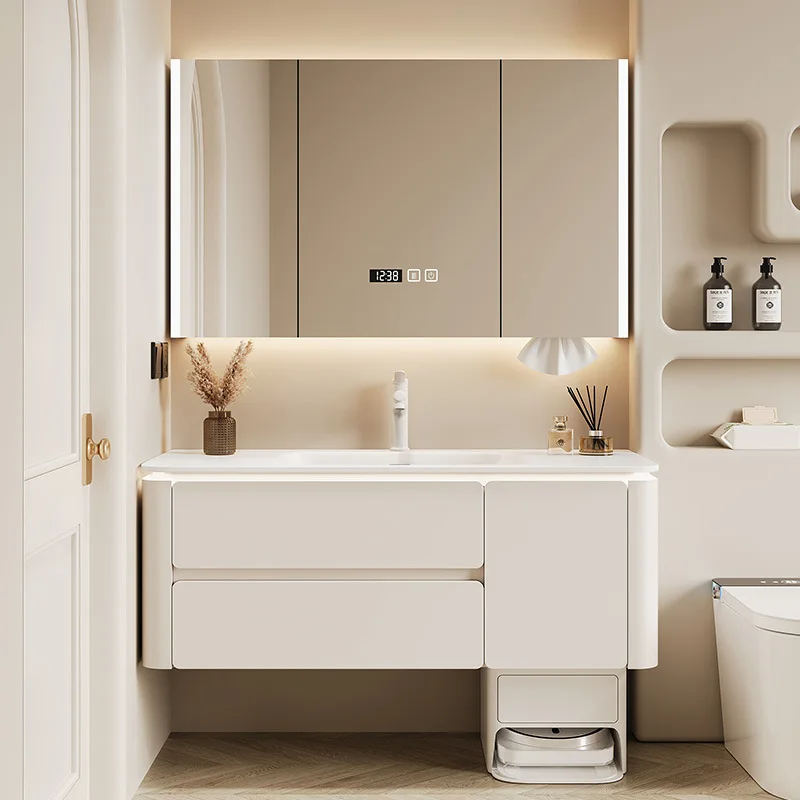 Sweeping robot Cream wind bathroom cabinet combination Corian integrated basin toilet wash basin Washbasin customization
Sweeping robot Cream wind bathroom cabinet combination Corian integrated basin toilet wash basin Washbasin customization