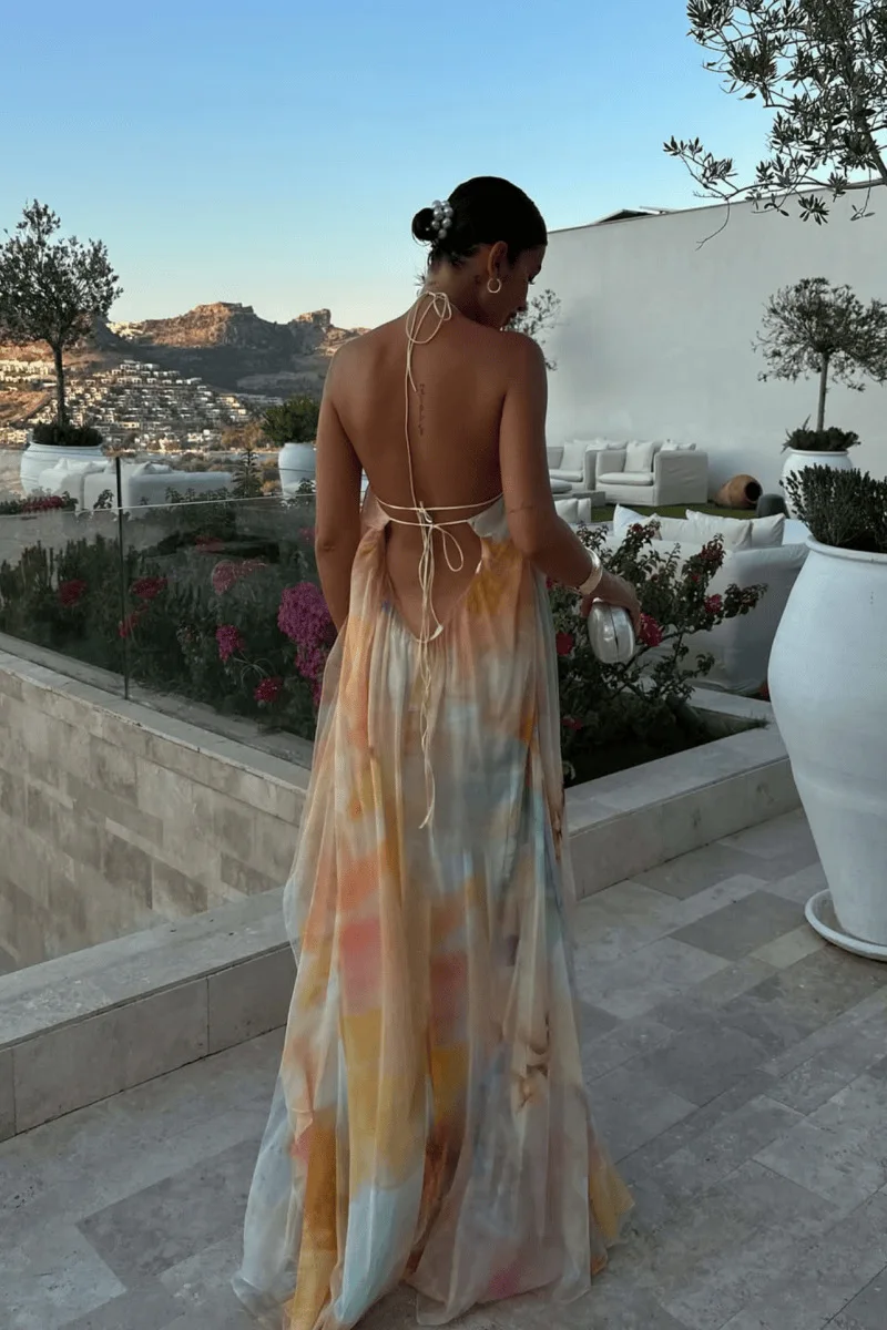 Women's Watercolor Print Halter Maxi Robe Loose open-back Corset Chiffon Flowy Silhouette Casual Vacation Style Dresses 2026 Y2k
Women's Watercolor Print Halter Maxi Robe Loose open-back Corset Chiffon Flowy Silhouette Casual Vacation Style Dresses 2026 Y2k