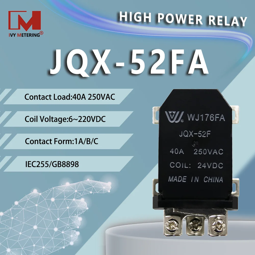 WJ176FA DPDT Relay with 40A 250VAC/28VDC Contact Load, Suitable for Industrial Machinery and Electrical Equipment
WJ176FA DPDT Relay with 40A 250VAC/28VDC Contact Load, Suitable for Industrial Machinery and Electrical Equipment