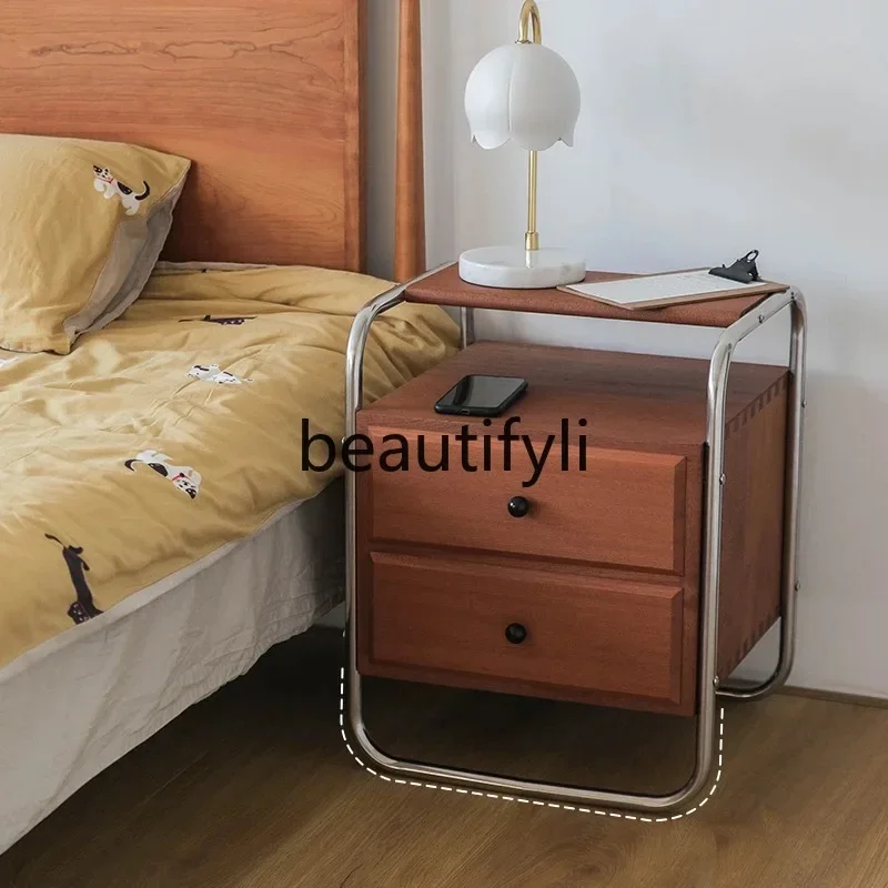Solid wood stainless steel storage bedside table side cabinet
Solid wood stainless steel storage bedside table side cabinet
