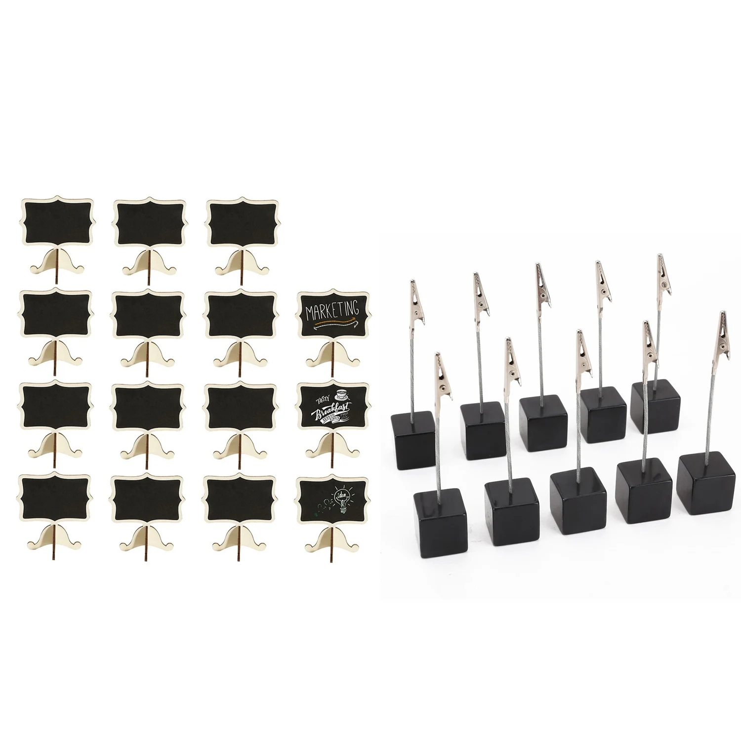 15 Pcs Mini Chalkboards Place Cards With Easel Stand For Wedding, Birthday Parties & 10 Pcs Card Holder Square Memo Holder Card
15 Pcs Mini Chalkboards Place Cards With Easel Stand For Wedding, Birthday Parties & 10 Pcs Card Holder Square Memo Holder Card