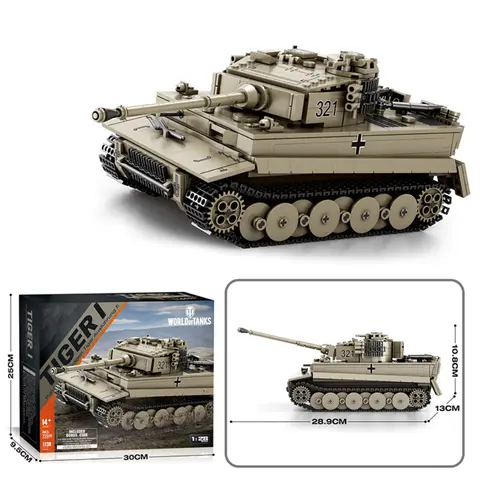 Tiger I Military Tank Building Blocks Set, WW2 German Tank Toy, 1138 PCS Creative Heavy Tank Bricks Model Gift for Teens, Adults