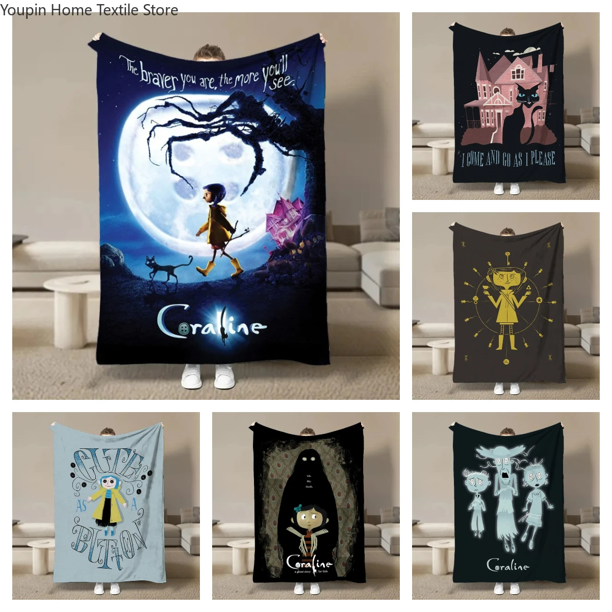 Anime Movie Coraline Card HD Cartoon Plush Blanket for Bed Sofa Soft Flannel Throw Fluffy Children Picnic Blankets Kids Gift
Anime Movie Coraline Card HD Cartoon Plush Blanket for Bed Sofa Soft Flannel Throw Fluffy Children Picnic Blankets Kids Gift