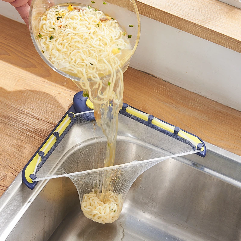 Multifunctional Triangular Sink Drainage Rack Filter Leftovers Strainer Anti-Clogging Hanging Net Drain Device Kitchen Tools
Multifunctional Triangular Sink Drainage Rack Filter Leftovers Strainer Anti-Clogging Hanging Net Drain Device Kitchen Tools