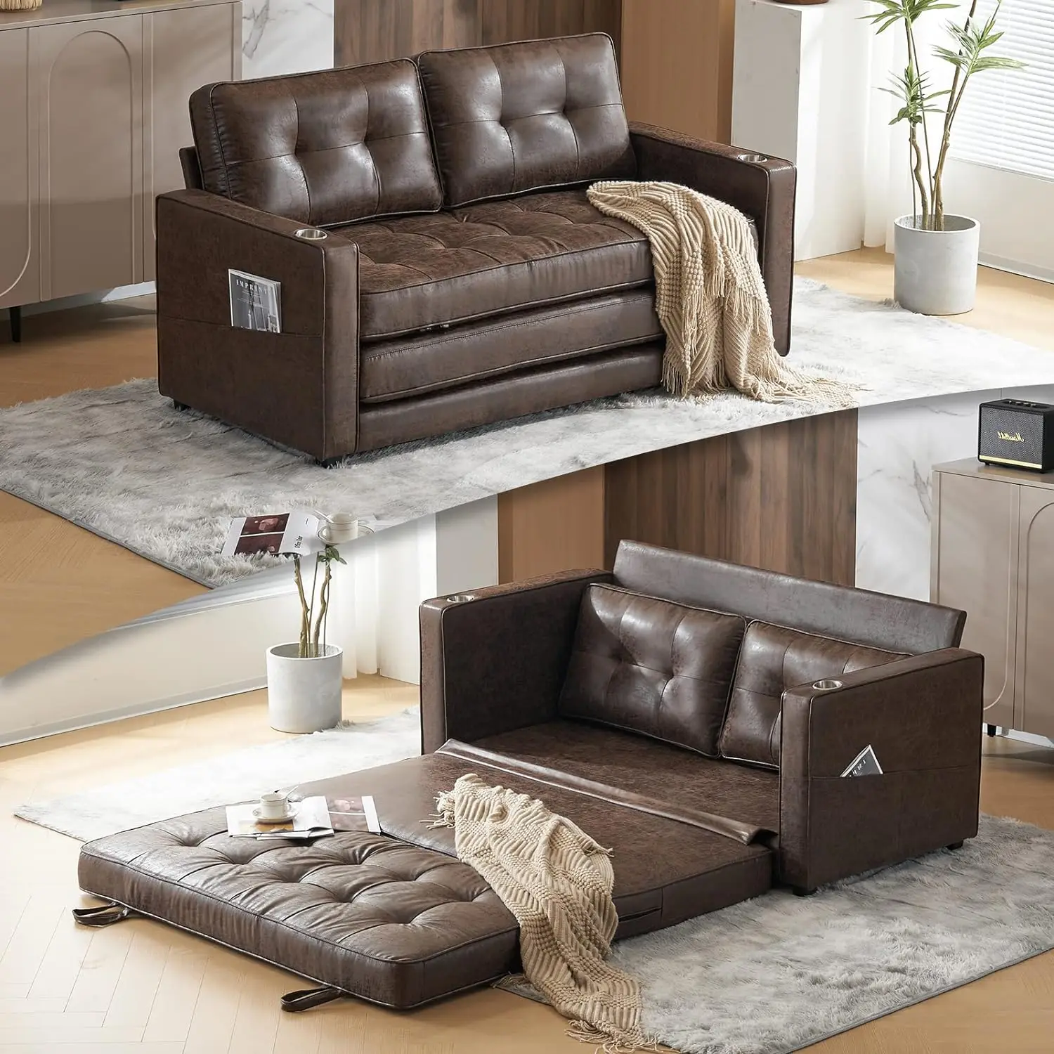 VINGLI Upgraded 64" W 84" L Full Size Futon Sofa Bed, 6" Thick Upholstery Rustic Microfiber Loveseat Sofa Sleeper Pull
VINGLI Upgraded 64" W 84" L Full Size Futon Sofa Bed, 6" Thick Upholstery Rustic Microfiber Loveseat Sofa Sleeper Pull
