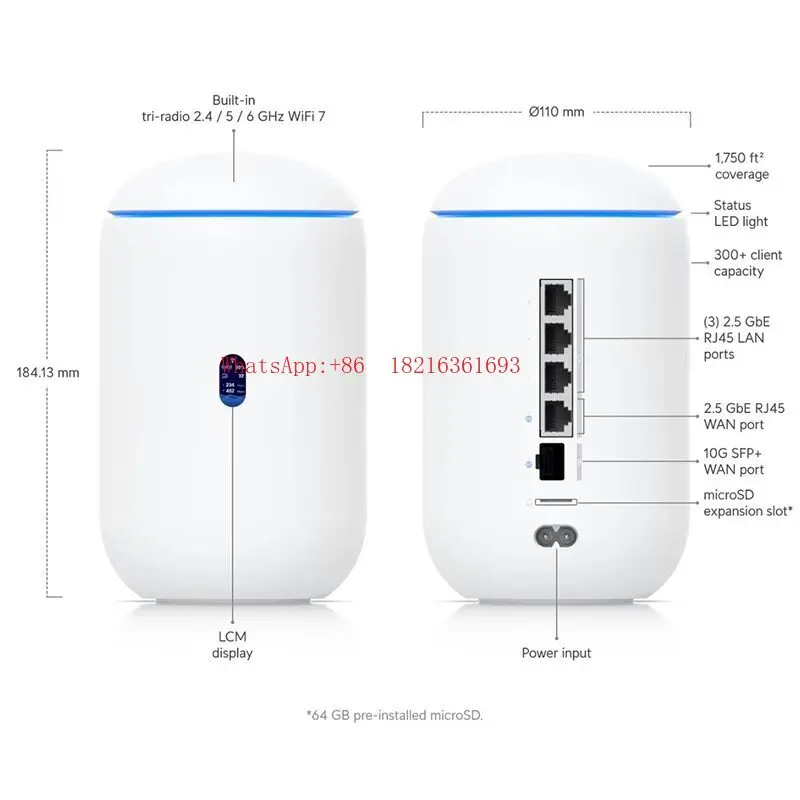 Wifi7 2.5G 10G Gateway PoE Switch UDR7 Wireless Router
Wifi7 2.5G 10G Gateway PoE Switch UDR7 Wireless Router
