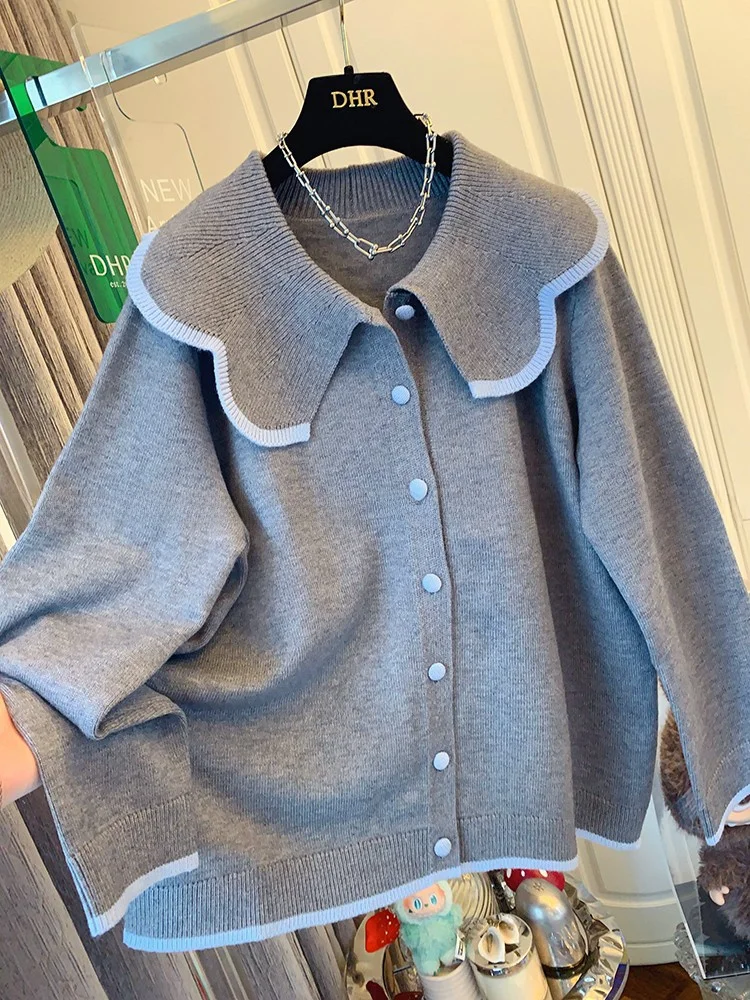 Большой размер 300, красивый вязаный свитер с кружевным воротником, открытый кардиган, женский осенне-зимний свободный топ, верхняя одежда
Большой размер 300, красивый вязаный свитер с кружевным воротником, открытый кардиган, женский осенне-зимний свободный топ, верхняя одежда