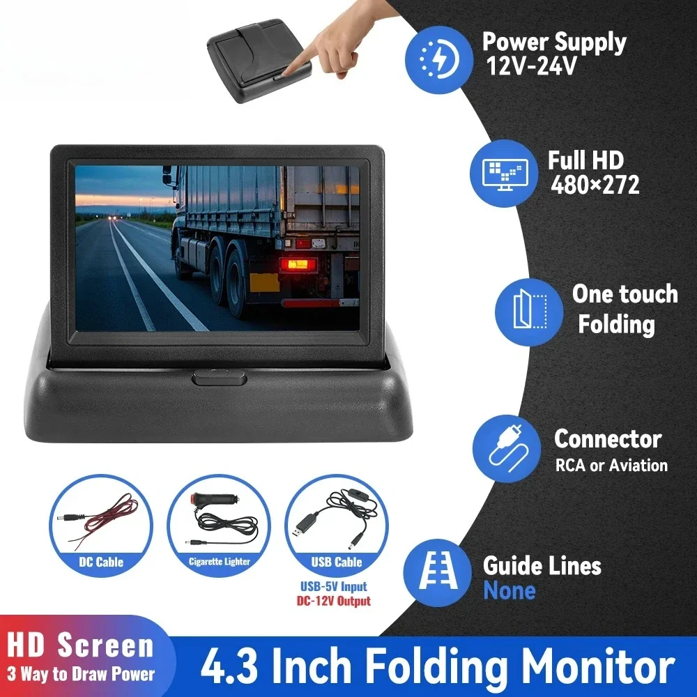 4.3 Inch Foldable Flip Down Monitor for Car Truck Reversing Camera and Home CCTV Portable Vehicle Parking Kits
4.3 Inch Foldable Flip Down Monitor for Car Truck Reversing Camera and Home CCTV Portable Vehicle Parking Kits