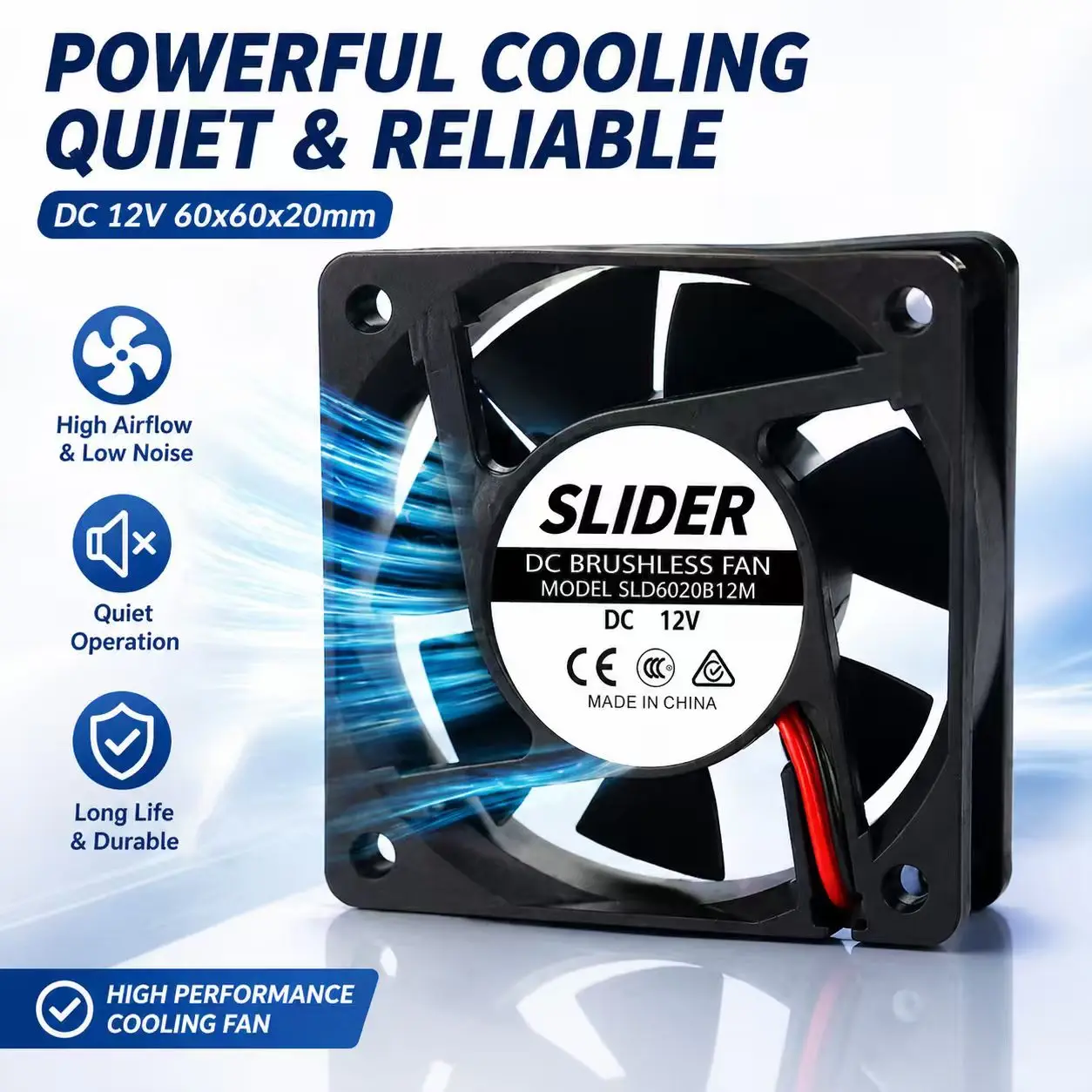 SLIDER 6020 Fan DC 5V 12V 24V 60x60x20mm Dual Ball Bearing Brushless Cooling Cooler for PC Power Supply Inverter
SLIDER 6020 Fan DC 5V 12V 24V 60x60x20mm Dual Ball Bearing Brushless Cooling Cooler for PC Power Supply Inverter