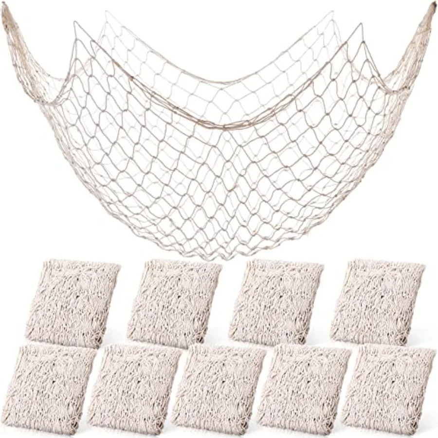 10 Pieces Fish Net Decorative 80 x 40 Inch, Fishing Net Decor Natural Party Decoration Nautical Themed Cotton Accessory Pirate
10 Pieces Fish Net Decorative 80 x 40 Inch, Fishing Net Decor Natural Party Decoration Nautical Themed Cotton Accessory Pirate
