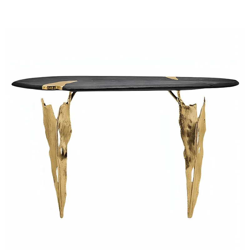 Italian light luxury brass entrance table, high-end living room, household solid wood end view table, villa luxury home
Italian light luxury brass entrance table, high-end living room, household solid wood end view table, villa luxury home