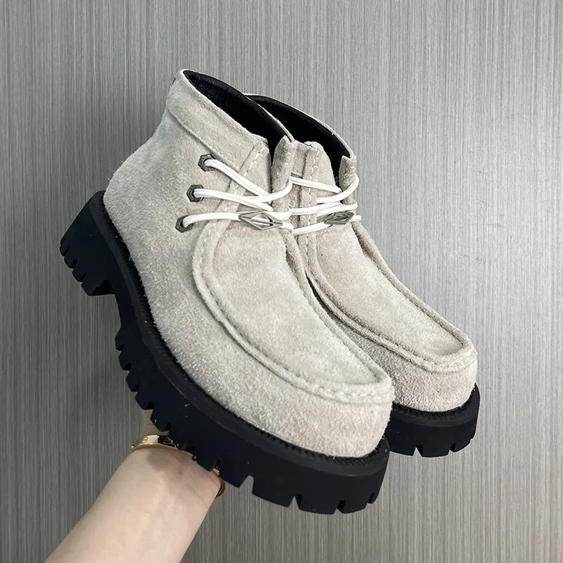 New Products Women's Derby Shoes Leather Brown Suede Round-Toed Lace-up Thick Soled Versatile Loafer For men
New Products Women's Derby Shoes Leather Brown Suede Round-Toed Lace-up Thick Soled Versatile Loafer For men