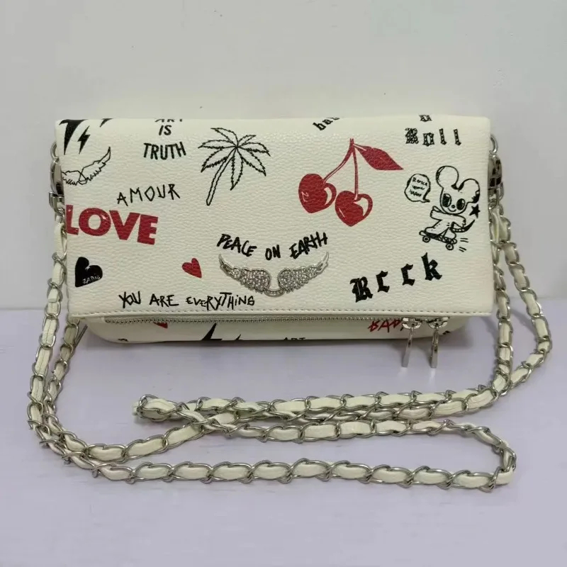ZV bag French illustration print classic fashion multifunctional chain flap women's shoulder bag style wings small size PU M
ZV bag French illustration print classic fashion multifunctional chain flap women's shoulder bag style wings small size PU M