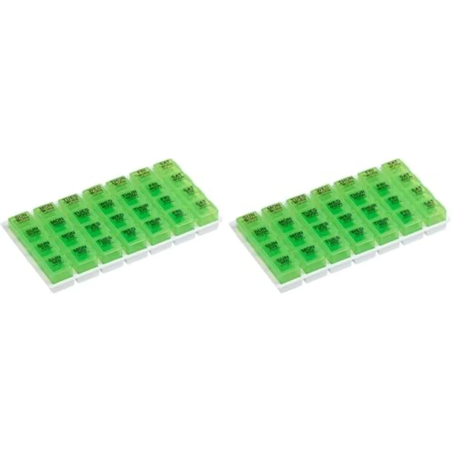 Ezy Dose Weekly 7-Day Pill Organizer Vitamin and Medicine Box Pop-Out Compartments 4 Times a Day (Pack of 2
Ezy Dose Weekly 7-Day Pill Organizer Vitamin and Medicine Box Pop-Out Compartments 4 Times a Day (Pack of 2
