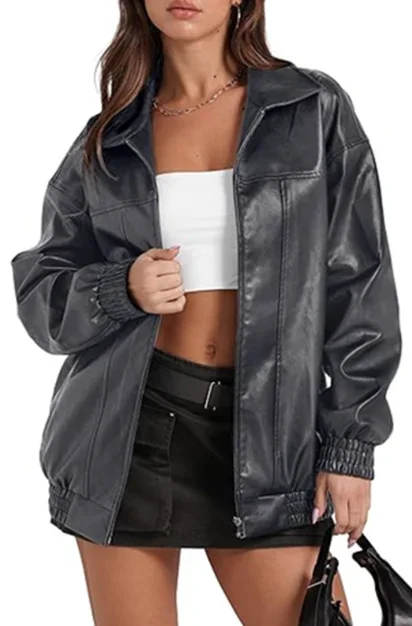 CPSYMYM Women's Jacket Autumn PU Leather Side Pocket Design Long Sleeved Turn-Down Collar Casual Zipper Jacket Coat
CPSYMYM Women's Jacket Autumn PU Leather Side Pocket Design Long Sleeved Turn-Down Collar Casual Zipper Jacket Coat