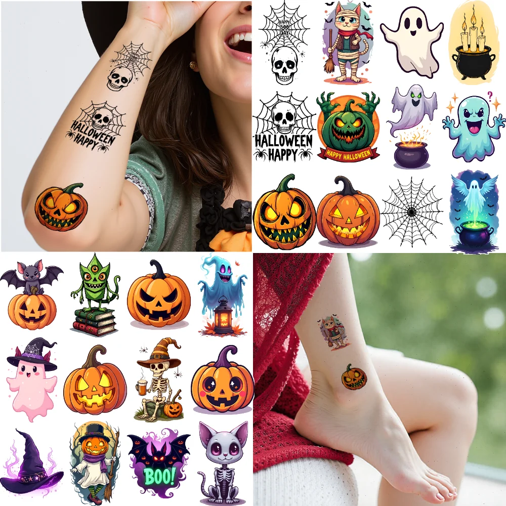 54pcs Temporary Tattoo Cat Waterproof Long-lasting Body Stickers Spider Witch Cartoon Pumpkin For Arms Cheeks Women
54pcs Temporary Tattoo Cat Waterproof Long-lasting Body Stickers Spider Witch Cartoon Pumpkin For Arms Cheeks Women