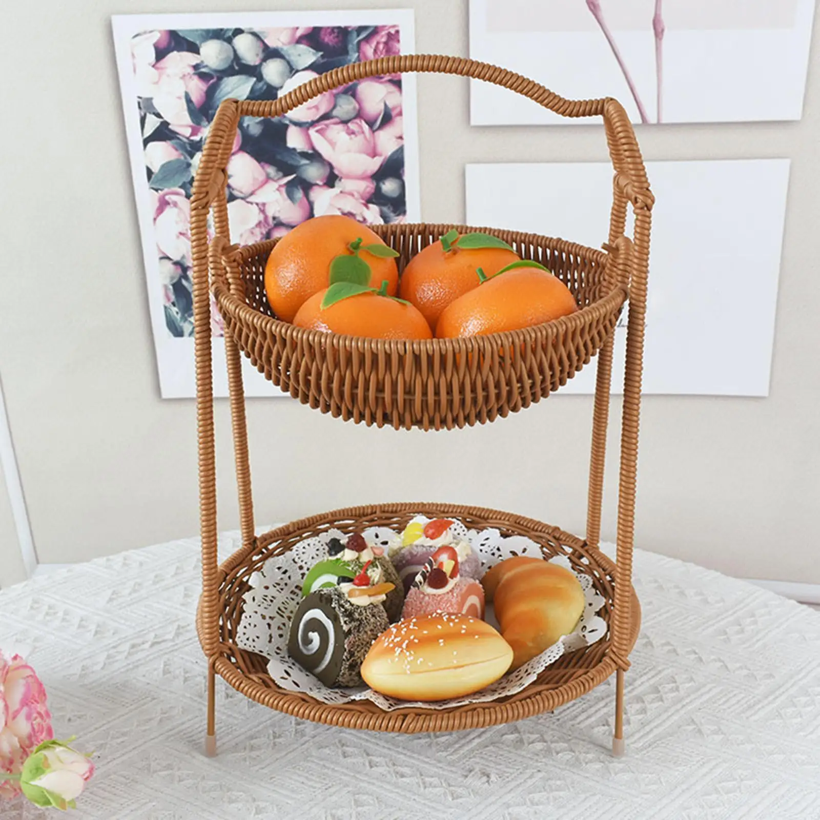 Подставка для корзины с фруктами, двухуровневая корзина для хранения закусок ручной работы для десертной вечеринки
Подставка для корзины с фруктами, двухуровневая корзина для хранения закусок ручной работы для десертной вечеринки