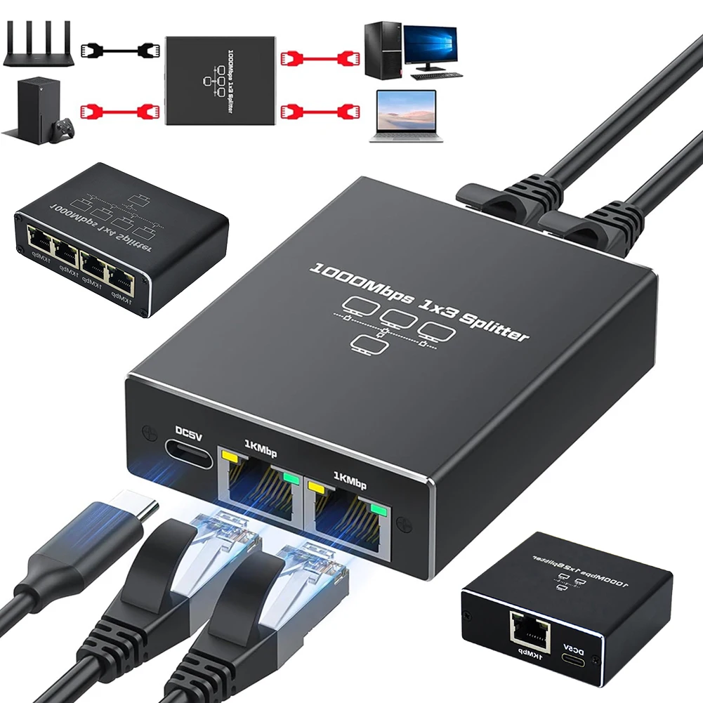 Разветвитель локальной сети от 1 до 2/1 до 3/ 1 до 4 с USB-кабелем питания Разветвитель RJ45 1000 Мбит/с Интернет-разветвитель для кабельного маршрутизатора Cat5/5e/6/7/8
Разветвитель локальной сети от 1 до 2/1 до 3/ 1 до 4 с USB-кабелем питания Разветвитель RJ45 1000 Мбит/с Интернет-разветвитель для кабельного маршрутизатора Cat5/5e/6/7/8