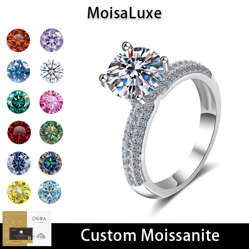 MoisaLuxe Official Store 925 Sterling Silver Women's 2.0ct GRA Moissanite Diamond Four-claw Wedding Ring Jewelry Gift
MoisaLuxe Official Store 925 Sterling Silver Women's 2.0ct GRA Moissanite Diamond Four-claw Wedding Ring Jewelry Gift