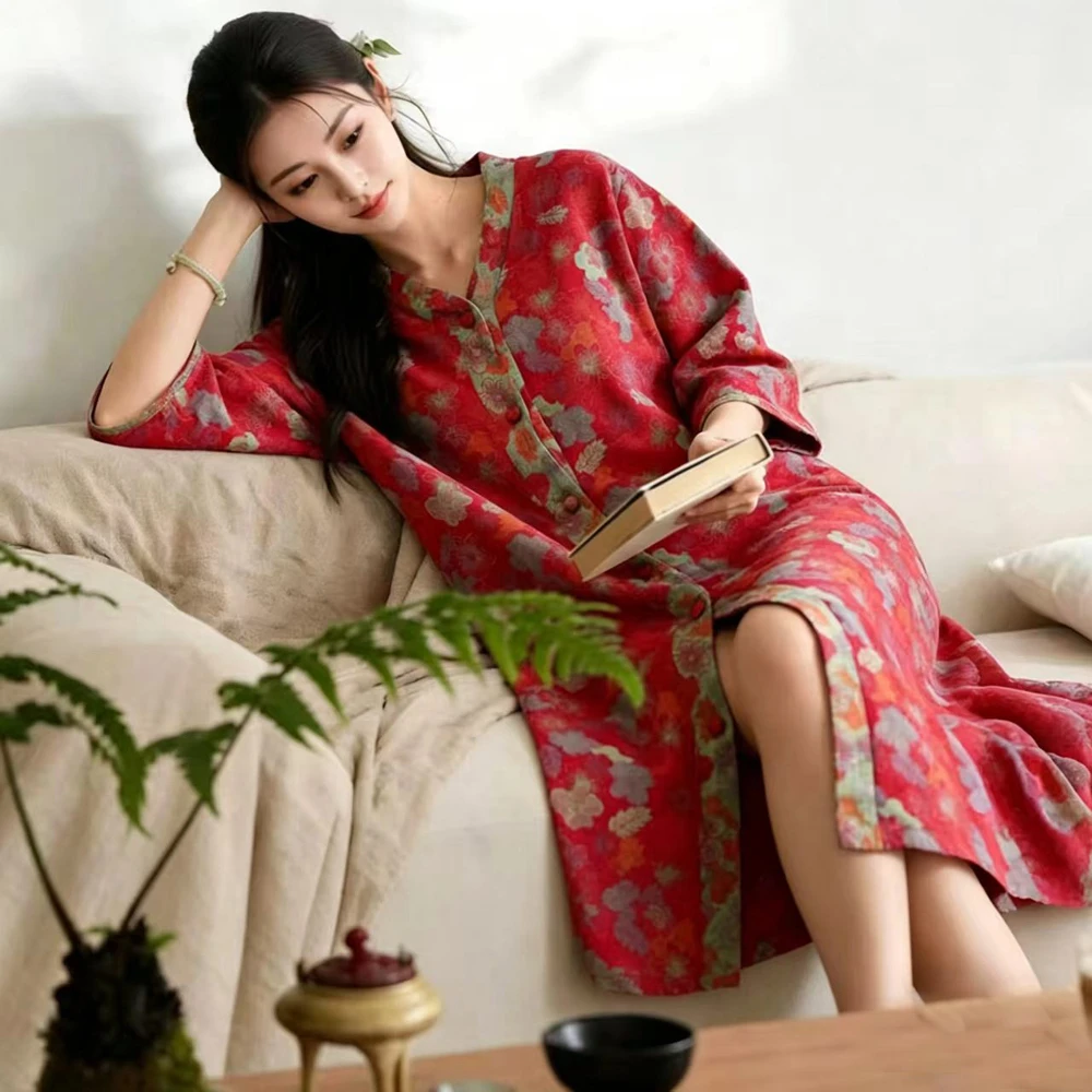 100% Cotton 2 Layer Gauze Nightgown Womens Spring Summer New Flower Print Thin Nightdress Pure Cotton Sleepwear Loungewear
100% Cotton 2 Layer Gauze Nightgown Womens Spring Summer New Flower Print Thin Nightdress Pure Cotton Sleepwear Loungewear