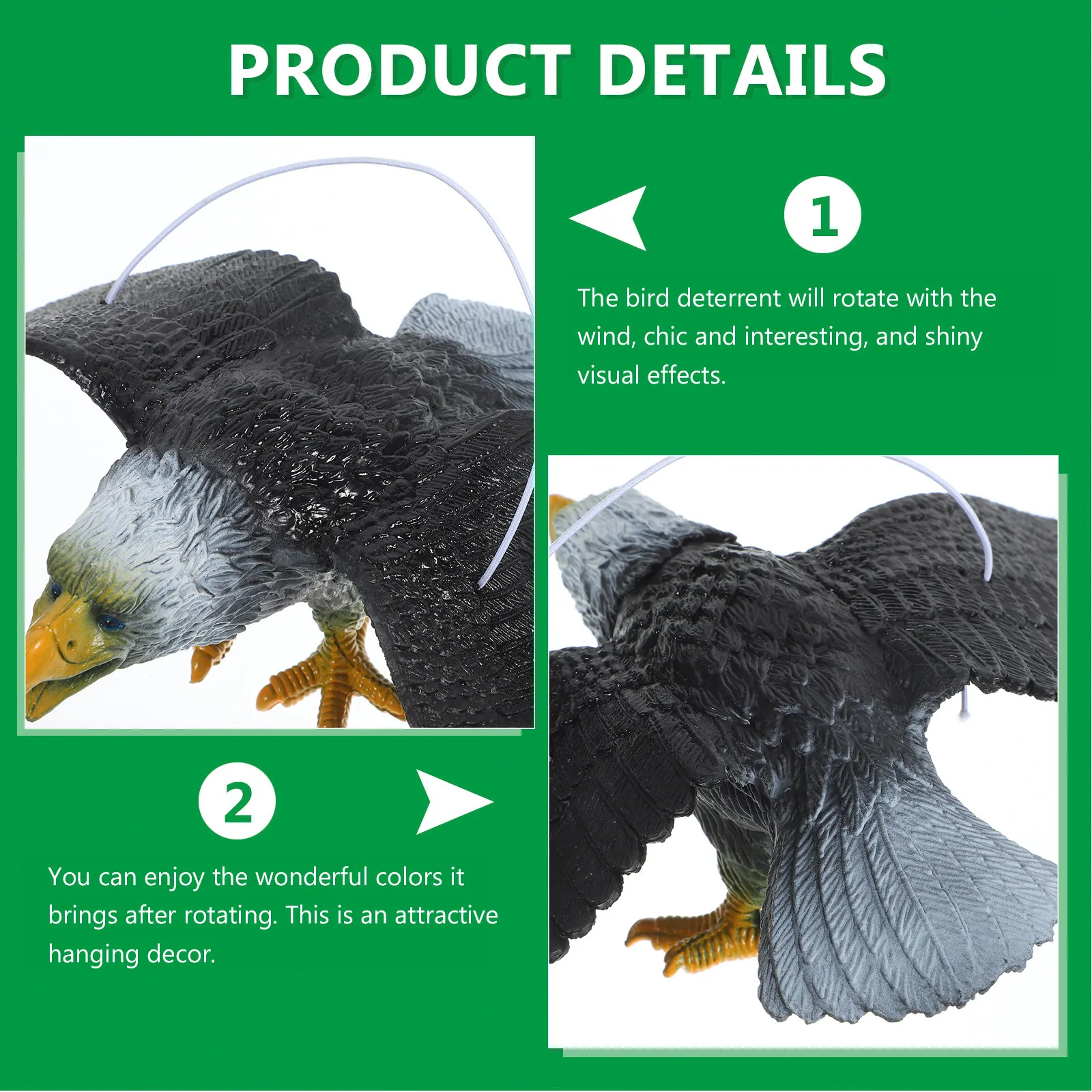 Hanging Bird Deterrent Realistic Plastic Eagle Ornament Outdoor Garden Yard Tree Hanging Decor Frighten Birds Visual Effect
Hanging Bird Deterrent Realistic Plastic Eagle Ornament Outdoor Garden Yard Tree Hanging Decor Frighten Birds Visual Effect