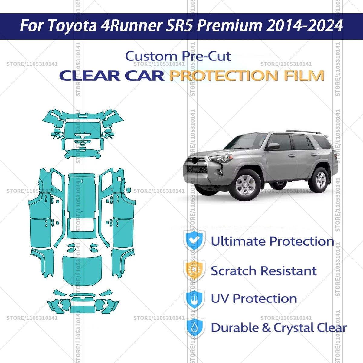 For Toyota-4Runner-SR5-Premium-2014-2024 Pre-Cut Paint Protection Film PPF Transparent Car Film Automotive PPF Full Vehicle
For Toyota-4Runner-SR5-Premium-2014-2024 Pre-Cut Paint Protection Film PPF Transparent Car Film Automotive PPF Full Vehicle