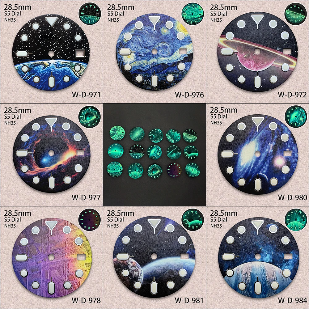 28.5mm S5 Logo Starlit Dial Fit NH35/NH36/4R/7S Japanese Movement C3 Green Luminous High-Quality Watch Modification Accessories
28.5mm S5 Logo Starlit Dial Fit NH35/NH36/4R/7S Japanese Movement C3 Green Luminous High-Quality Watch Modification Accessories