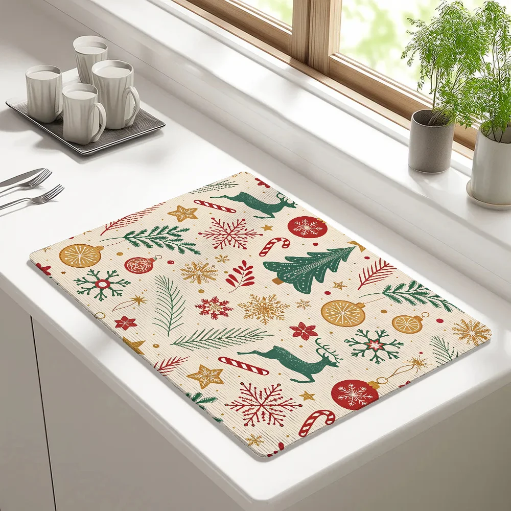 Christmas Pattern Design Draining Pad Drying Mat For Kitchen Bar Coffee Dishes Rubber Quick Drying Water Absorbent Anti-slip Mat
Christmas Pattern Design Draining Pad Drying Mat For Kitchen Bar Coffee Dishes Rubber Quick Drying Water Absorbent Anti-slip Mat