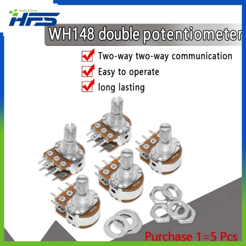5PCS B1K B2K B5K B10K B20K B50K B100K B500K B1M 6Pin WH148 Shaft Potentiometer 20 10 5 2 1K KKKKK 100K 500K 1 50M
5PCS B1K B2K B5K B10K B20K B50K B100K B500K B1M 6Pin WH148 Shaft Potentiometer 20 10 5 2 1K KKKKK 100K 500K 1 50M